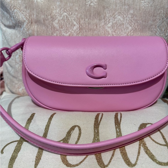 NWT Coach Emmy Saddle Bag 23 in Vivid Pink Glovetanned Leather $395 Retail - Picture 9 of 11